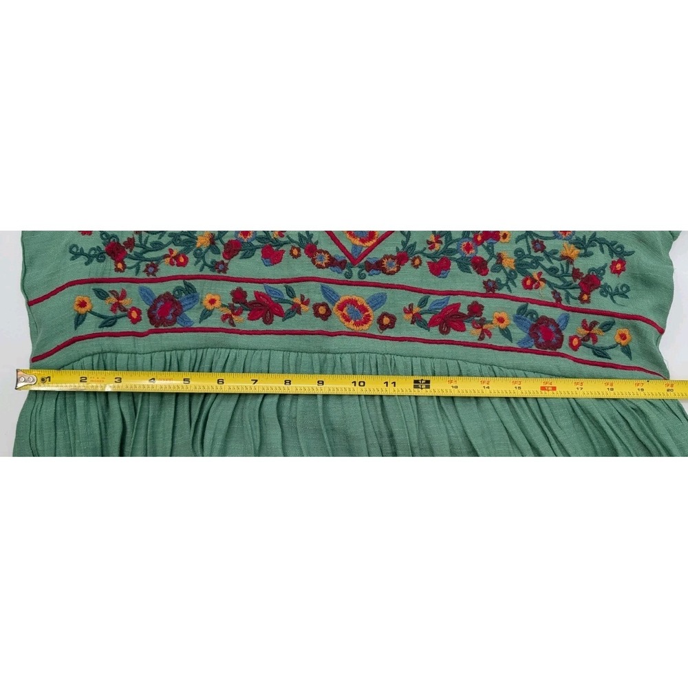 Umgee Green Embroidered Tunic Dress Flutter Sleeve Size L Boho Hippie Festival - Picture 8 of 11